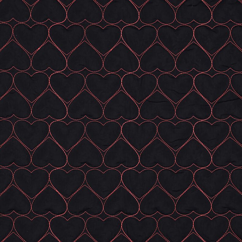 Steppstoff Neon Herzen | Poppy Fabrics – schwarz/neonpink, image number 1