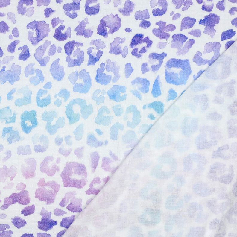 Musselin/ Doppel-Krinkel Gewebe Farbverlauf Leo Print Digitaldruck | Poppy Fabrics – weiss/blaulila,  image number 4