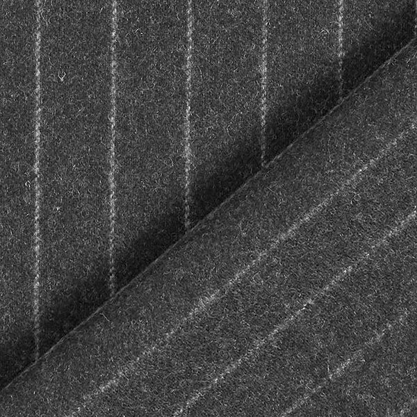 Wollstoff breite Nadelstreifen – granit | Reststück 50cm