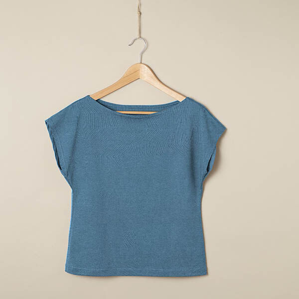 Jersey Baumwoll-Leinen-Mix uni – jeansblau