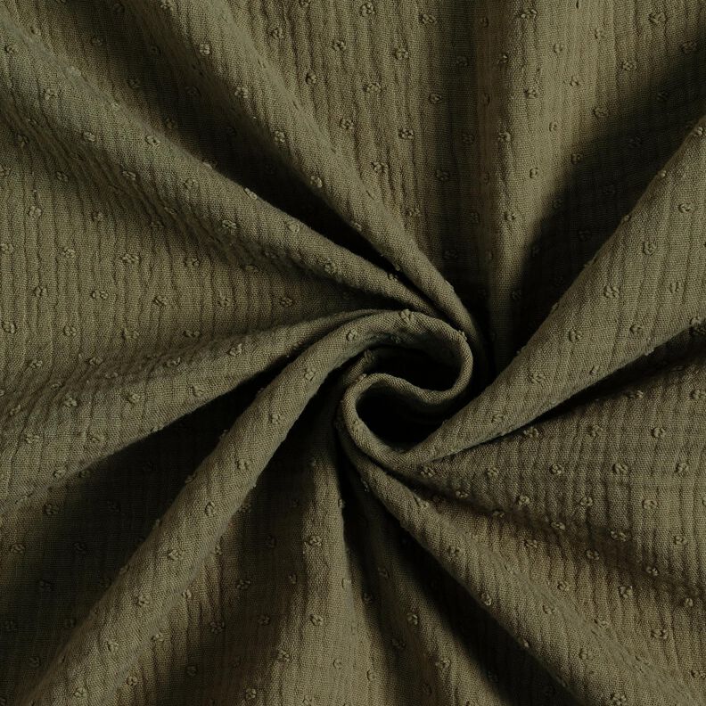Musselin/ Doppel-Krinkel Gewebe Dobby – khaki,  image number 3