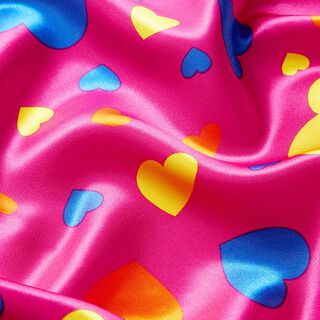 Polyestersatin kleine und große Herzen – pink, 