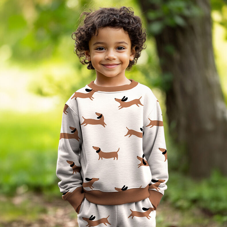 Sweatshirt angeraut fröhliche Dackel | Poppy Fabrics – elfenbein, image number 5