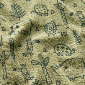 Frotteejersey im Dschungel – greige, 