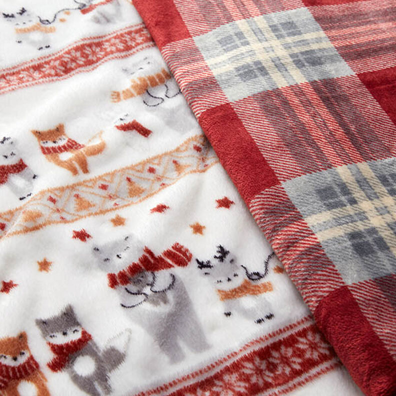 Kuschelfleece Wintertiere – weiss/karminrot, image number 6
