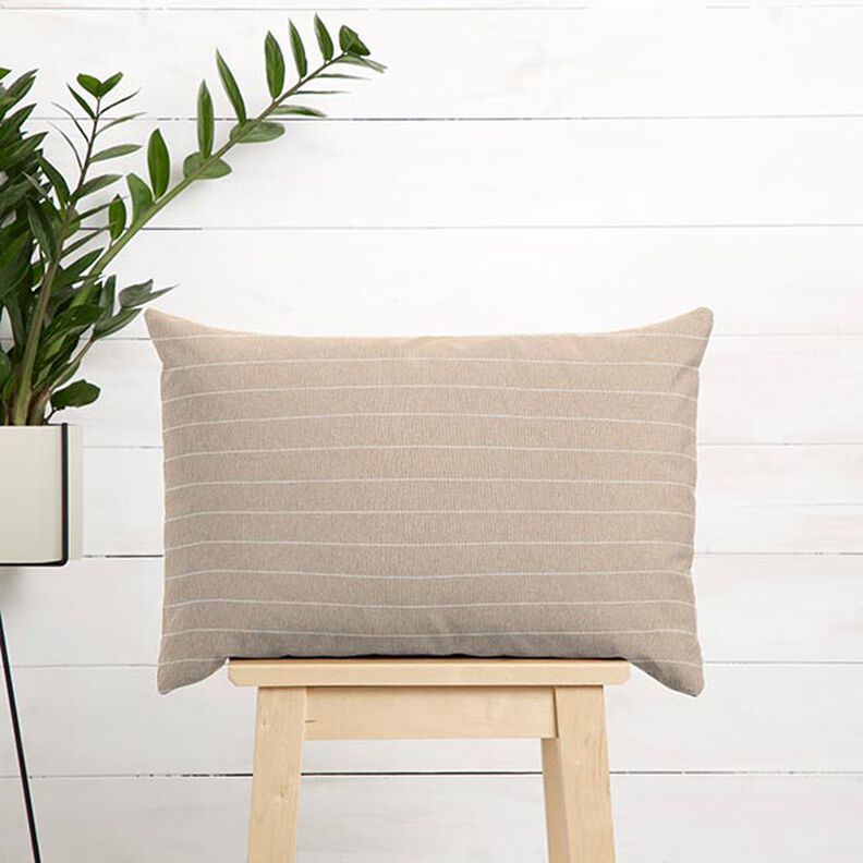 Dekostoff Canvas breite Streifen recycelt – dunkelbeige,  image number 7