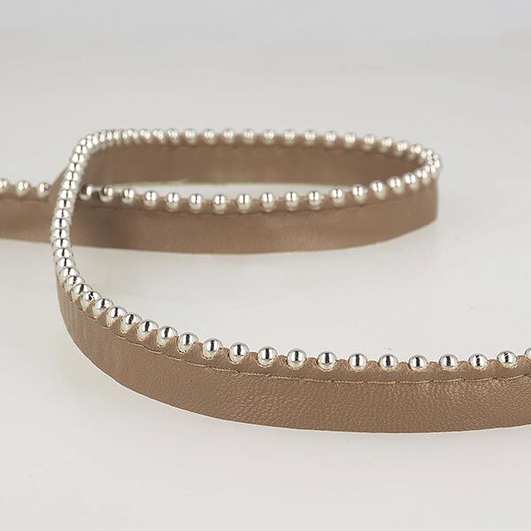 Paspel mit Metallperlen  [ Breite: 13 mm ] – dunkelbraun,  image number 2