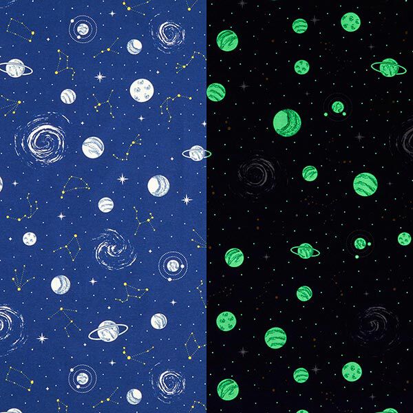 Dekostoff Canvas Planetarium Glow in the Dark – marineblau, image number 1
