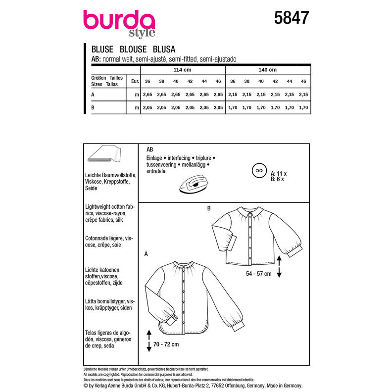 Bluse | Burda 5847 | 36-46, image number 9