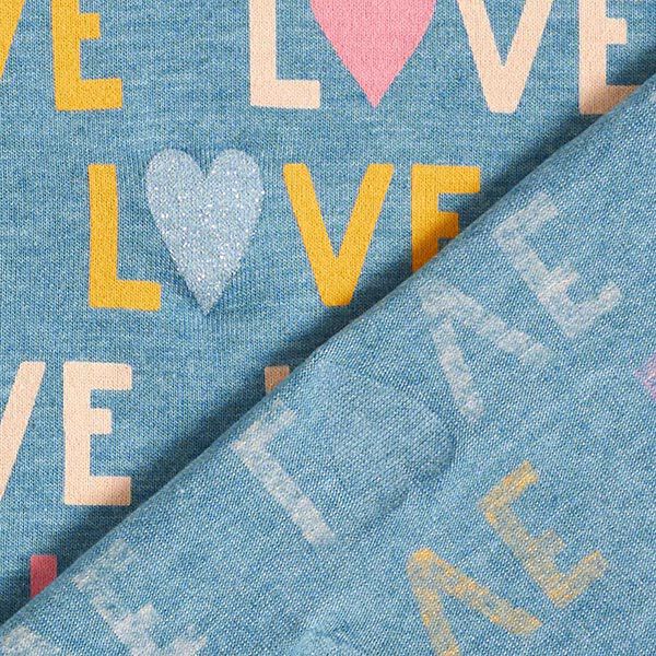 Baumwolljersey Glitzer-Love – stahlblau/silber | Reststück 50cm