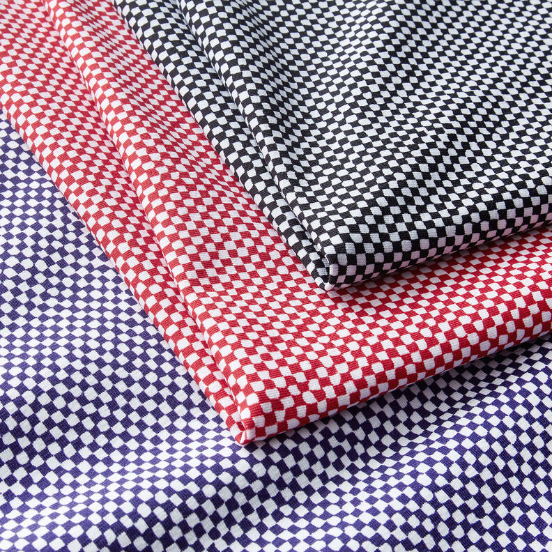 GOTS Baumwolljersey Mini-Karo | TCC x LOOKS by Wolfgang Joop – rot/weiss,  image number 7