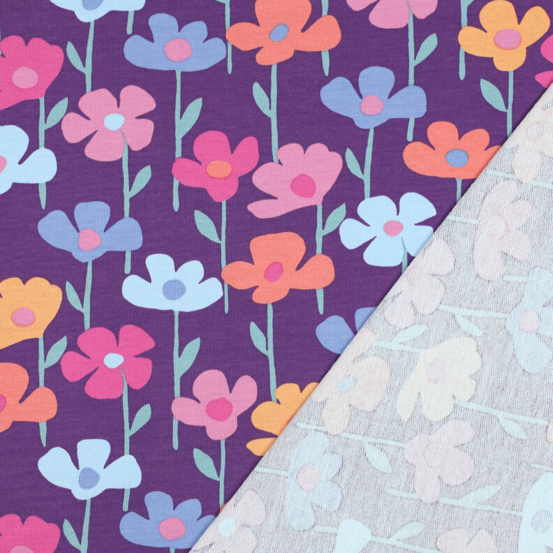 French Terry Sommersweat bunte Blumen | Poppy Fabrics – rotlila,  image number 4