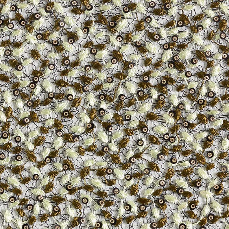 Spitzenstoff Blumenranken & Pailletten – schwarz/oliv,  image number 1