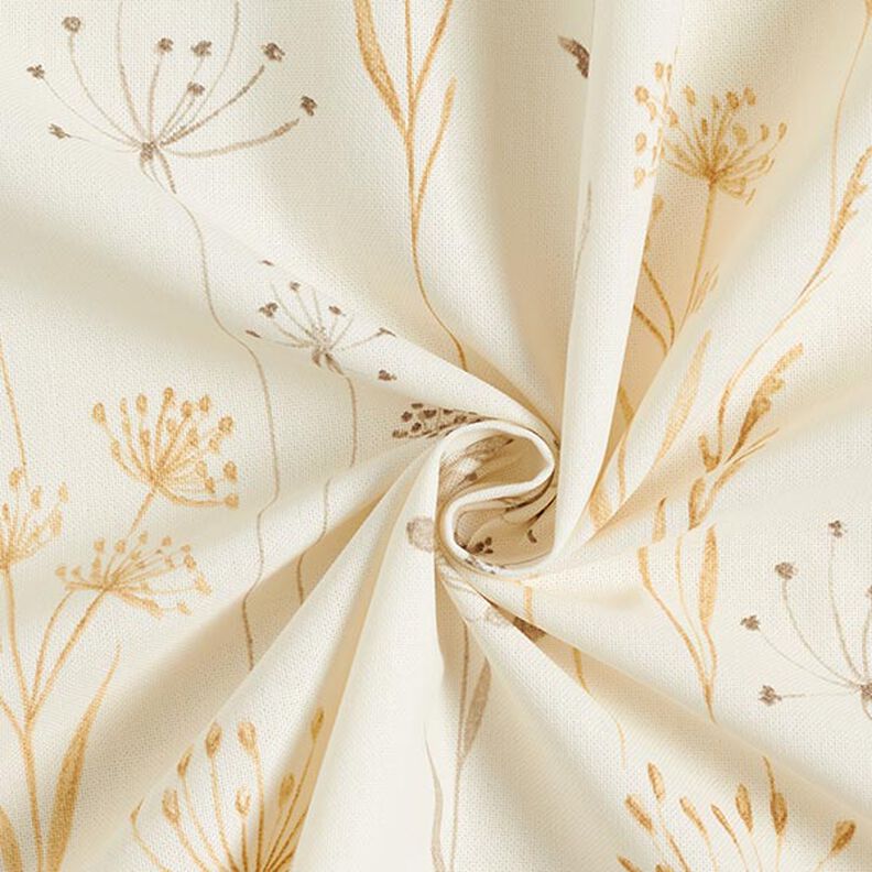 Dekostoff Halbpanama Trockenblumen – hellbeige, image number 3