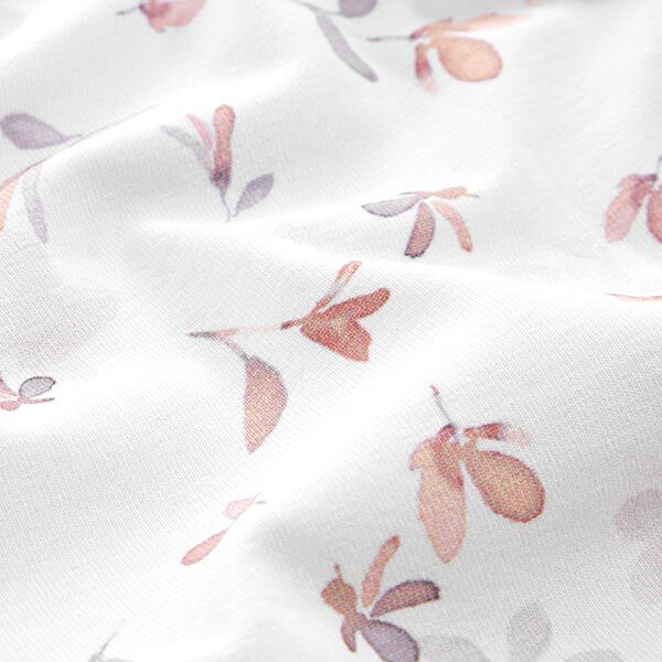 GOTS Baumwolljersey Aquarell-Blümchen – nebelgrau/roségold, image number 2