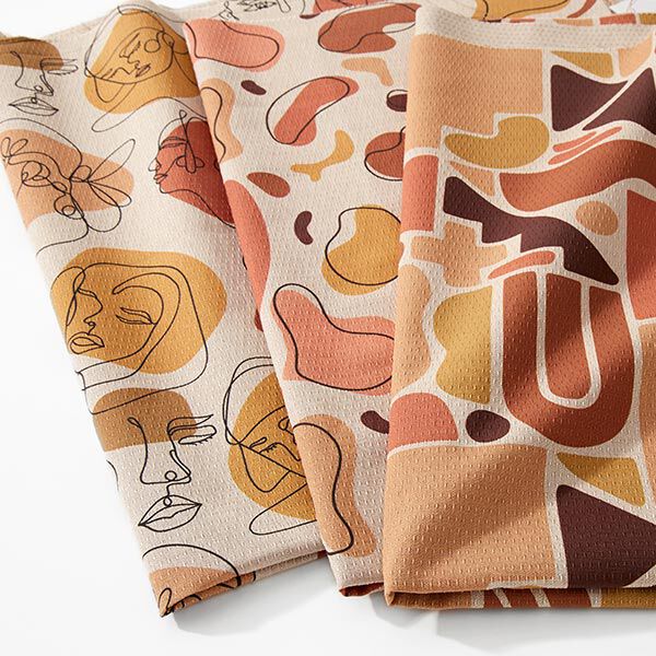 Dekostoff Jacquard Retro Formen recycelt – dunkelaltrosa/natur, image number 5