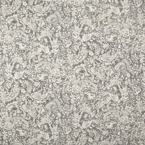 Crêpe Gewebe Paisley und Blumen – grau/weiss, 