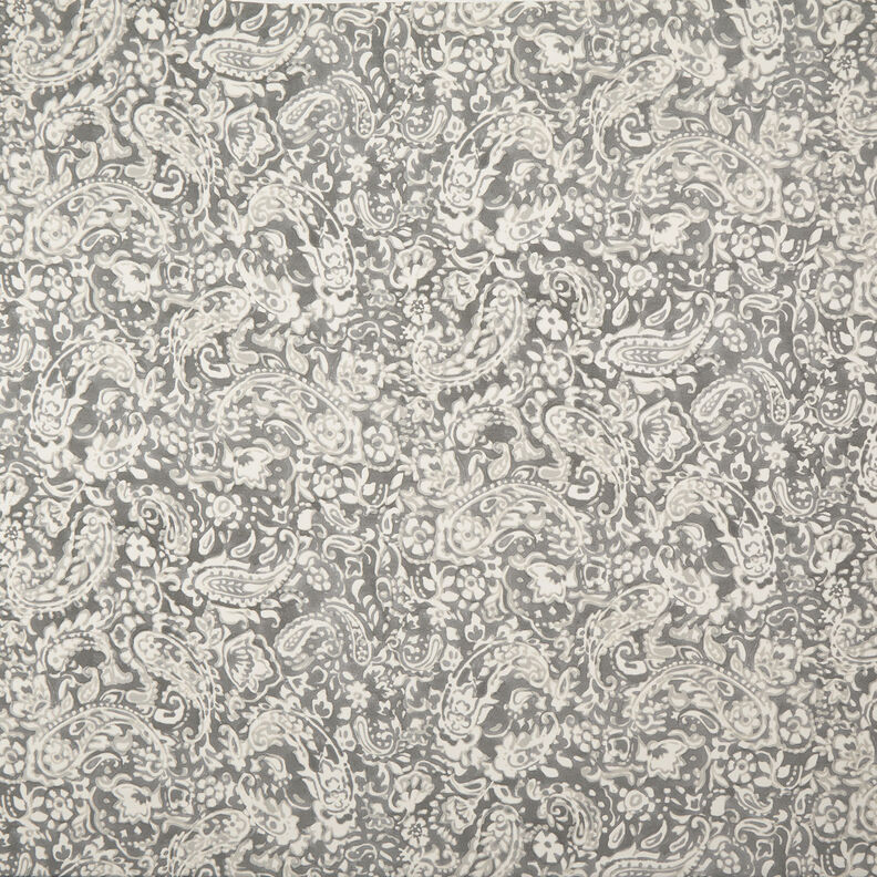 Crêpe Gewebe Paisley und Blumen – grau/weiss,  image number 1