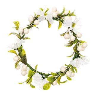 Deko Blumenkranz mit Beeren [Ø 10 cm/ 16 cm] – weiss/grün, 