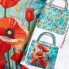 Taschen Panel Canvas farbenfrohe Mohnblumen – schwarzblau/feuerrot, 