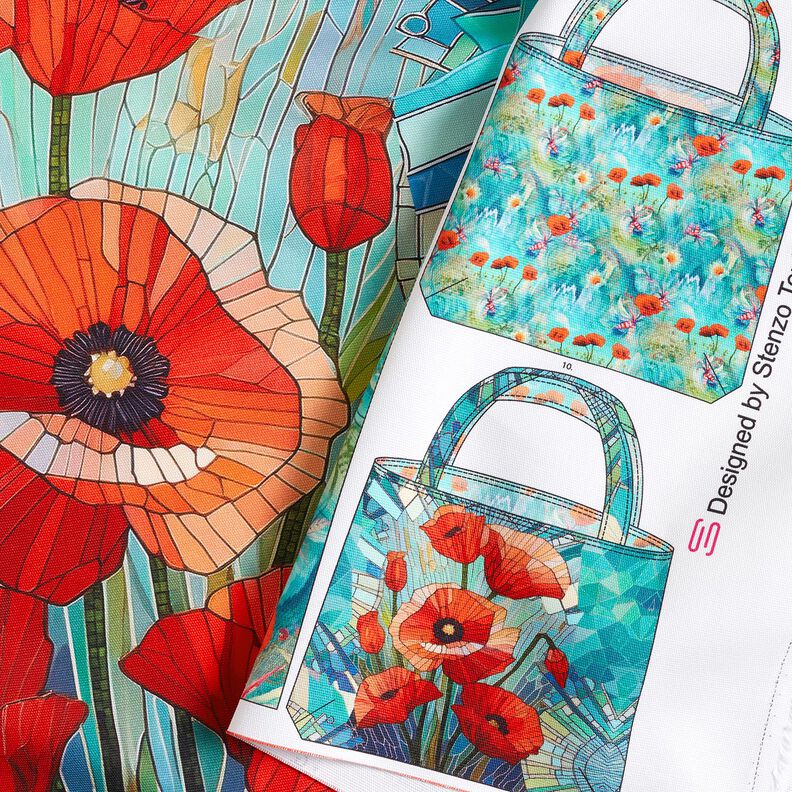Taschen Panel Canvas farbenfrohe Mohnblumen – schwarzblau/feuerrot,  image number 2
