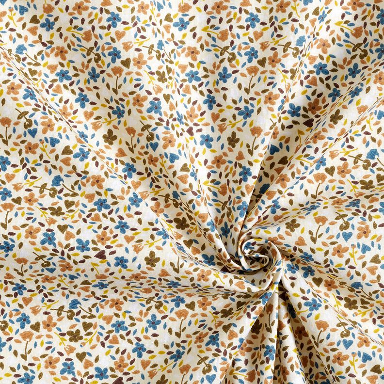 Baumwollstoff Cretonne verstreute Blüten – hellbeige/hellbraun, image number 3