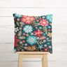 Dekosamt Blumen in Stickoptik – petrol/karminrot,  thumbnail number 8