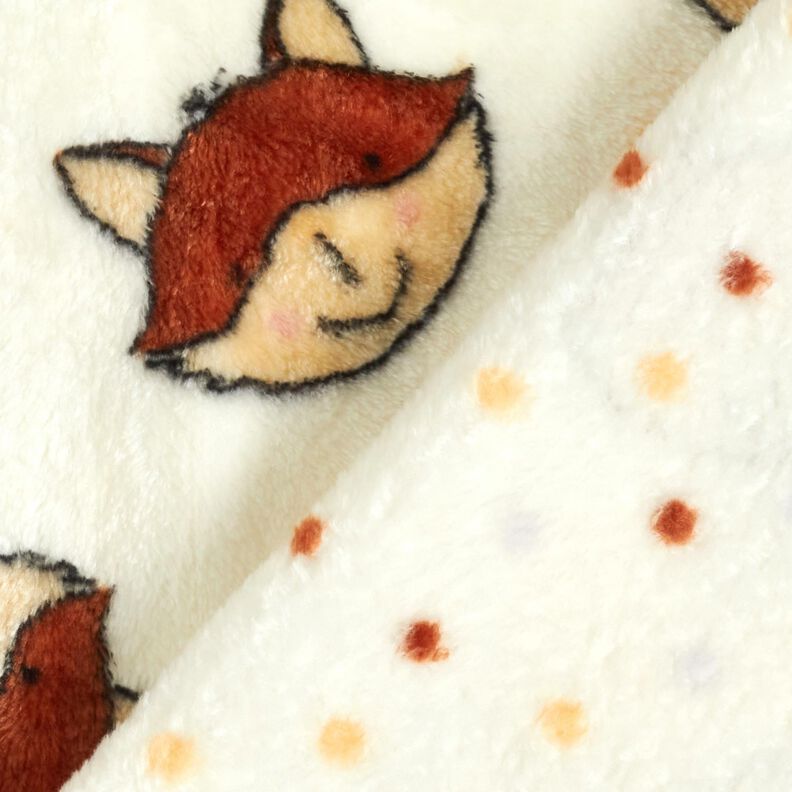 Kuschelfleece Doubleface freundliche Füchse – wollweiss/braun,  image number 4