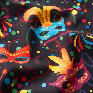 Karnevalsstoff Karnevalmasken – schwarz, 