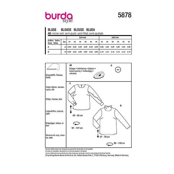 Bluse | Burda 5878 | 34-44, image number 10