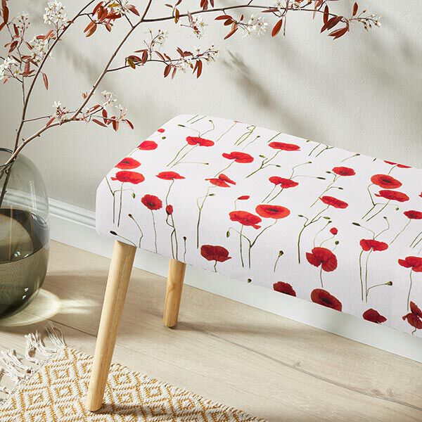 Dekostoff Halbpanama Mohn – weiss/rot,  image number 9