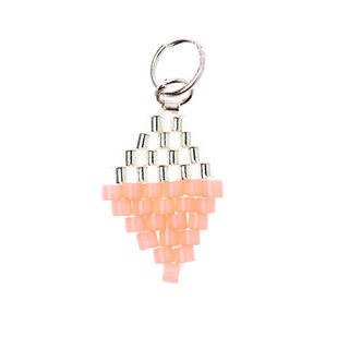 Anhänger Brick Stitch Raute [10 mm  x 15 mm] | Rico Design – silber metallic/rosa, 