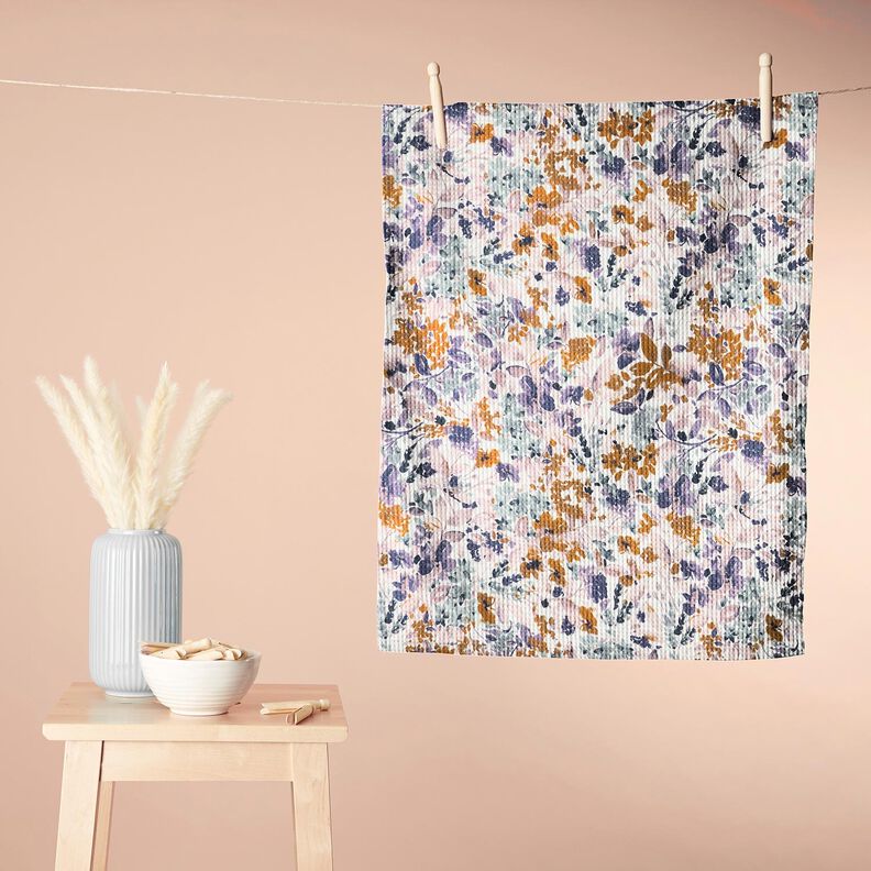 Waffelpiqué Aquarellblumen | Poppy Fabrics – weiss/lavendel, image number 8