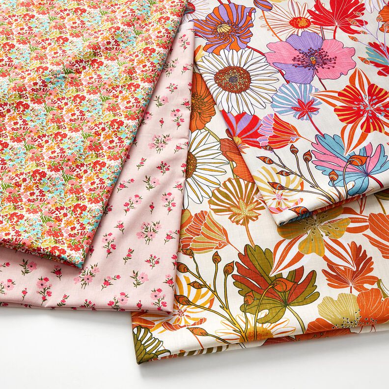 Dekostoff Panama farbenfrohe Blumen – creme/lavendel, image number 5