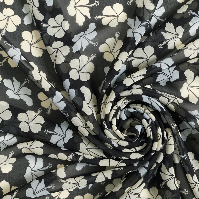 Chiffon Hibiskusblüten – schwarz/weiss,  image number 3