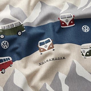 Dekostoff Halbpanama VW-Abenteuer – jeansblau/natur, 