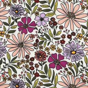 Baumwolljersey Blumenmeer | Poppy Fabrics – wollweiss/flieder, 