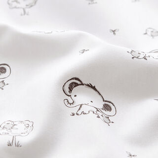 GOTS Baumwollpopeline Baby-Elefanten – weiss, 