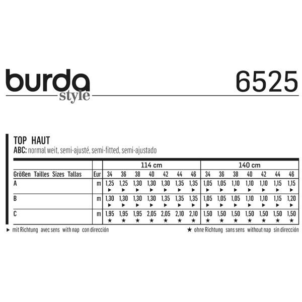 Top / Bluse | Burda 6525 | 34-46,  image number 5