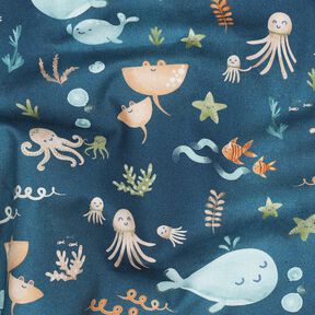 Baumwollpopeline glückliche Meerestiere Digitaldruck | Poppy Fabrics – ozeanblau, 