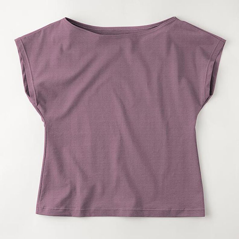 Baumwolljersey Medium Uni – aubergine | Reststück 90cm,  image number 8