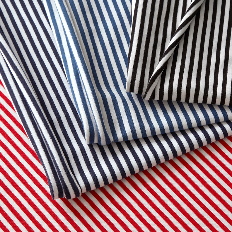 Baumwolljersey schmale Streifen – marineblau/weiss,  image number 3