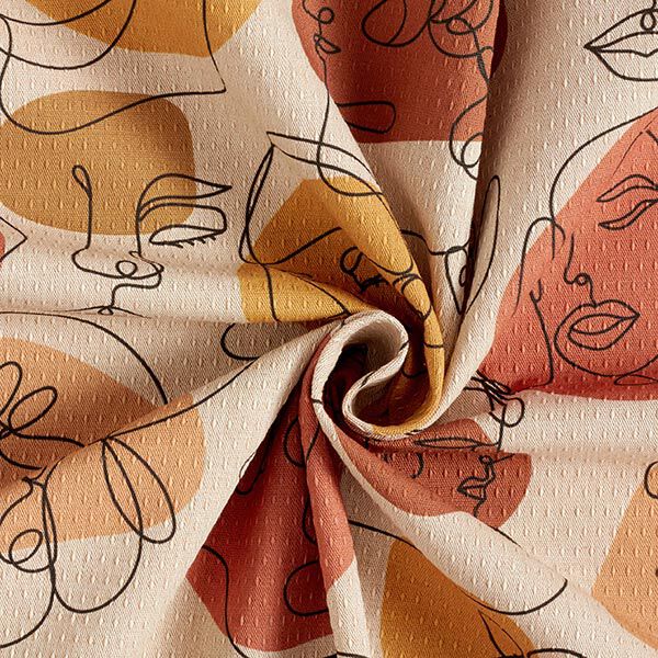 Dekostoff Jacquard Retro Formen recycelt – dunkelaltrosa/natur, image number 3
