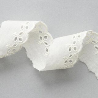 Feston Spitzenband Blätter [ 30 mm ] – wollweiss, 