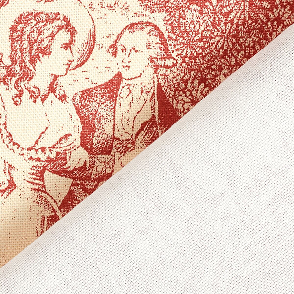 Dekostoff Halbpanama Toile de Jouy – kirschrot/creme, image number 4