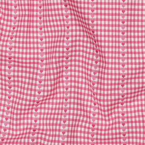 Baumwollstoff Jacquard Karo und Herzchen – pink/weiss, 