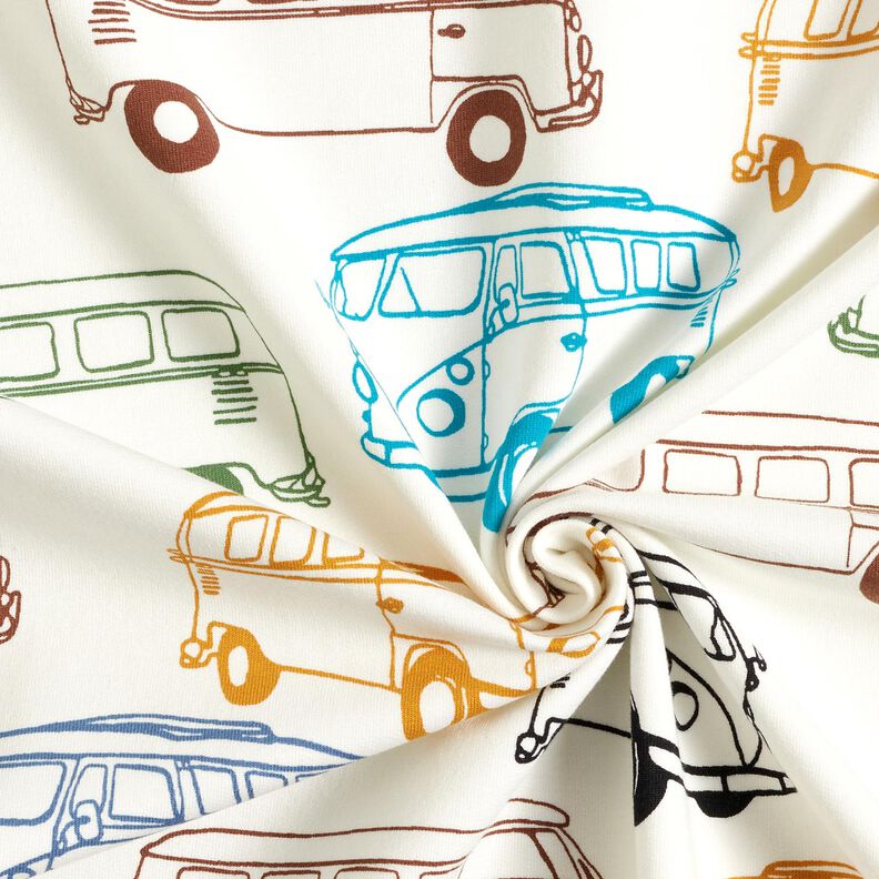 French Terry Sommersweat bunte Busse – wollweiss, image number 3