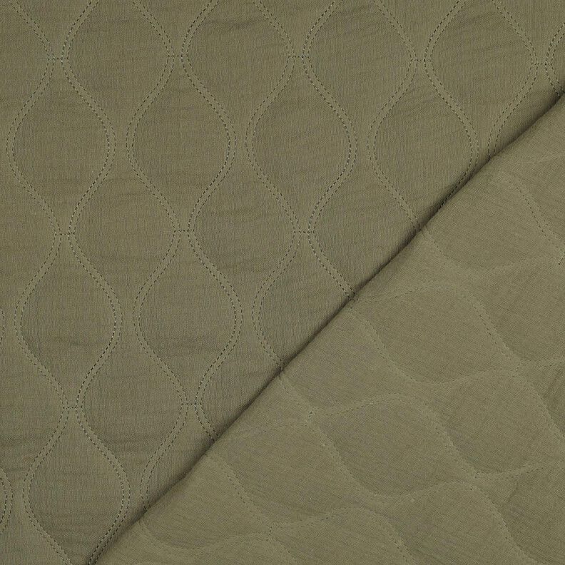 Steppstoff Musselin Wellen – hellkhaki, image number 4