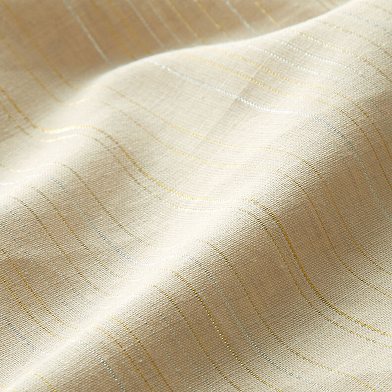 Baumwoll-Leinen-Mix Glitzerstreifen – beige,  image number 2
