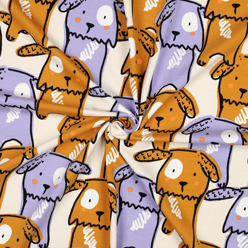 Baumwolljersey Schlappohr Hunde | Poppy Fabrics – wollweiss, image number 3